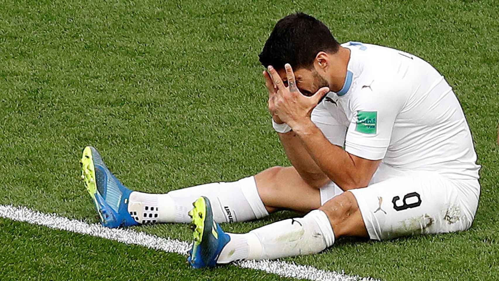 Luis Suárez se lamenta tras fallar una ocasión de gol ante Egipto.