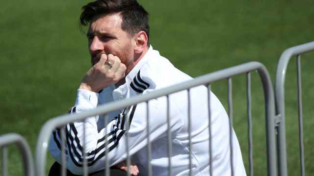Leo Messi durante un entrenamiento con la selección argentina.