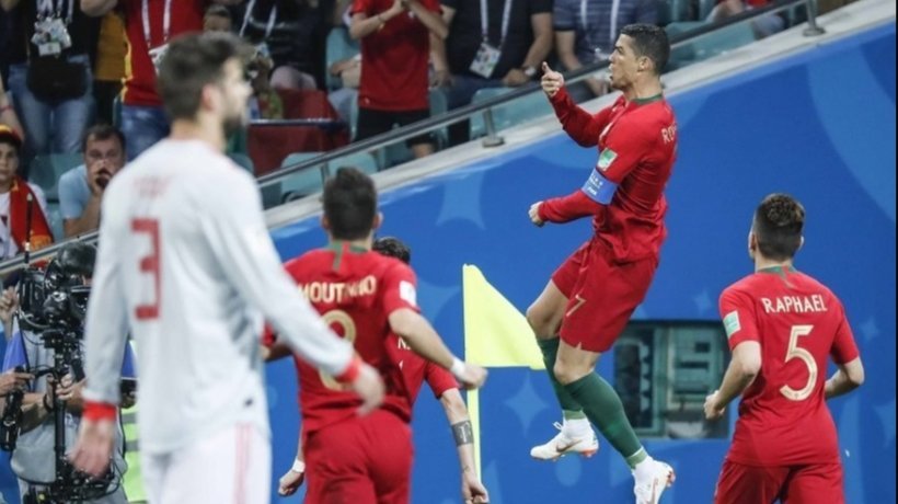 Cristiano Ronaldo celebra su gol ante España. Foto: fpf.pt