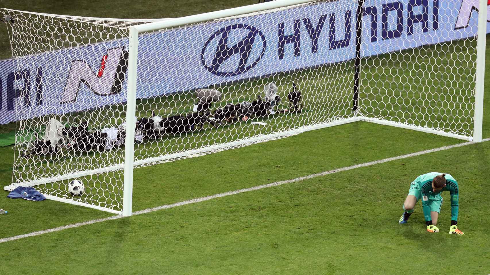 De Gea, en el momento de su fallo en el segundo gol de Cristiano Ronaldo.