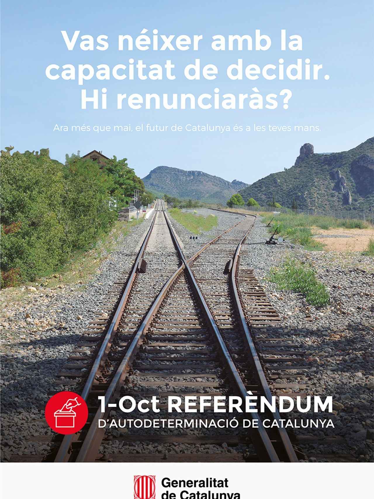 Anuncio de la Generalitat del reférendum del 1-O camuflado como campaña de promoción de valores cívicos.