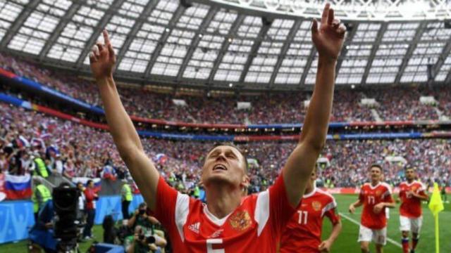 Denis Cheryshev, celebrando su gol ante Arabia Saudí. Foto: Twitter (@Cheryshev)