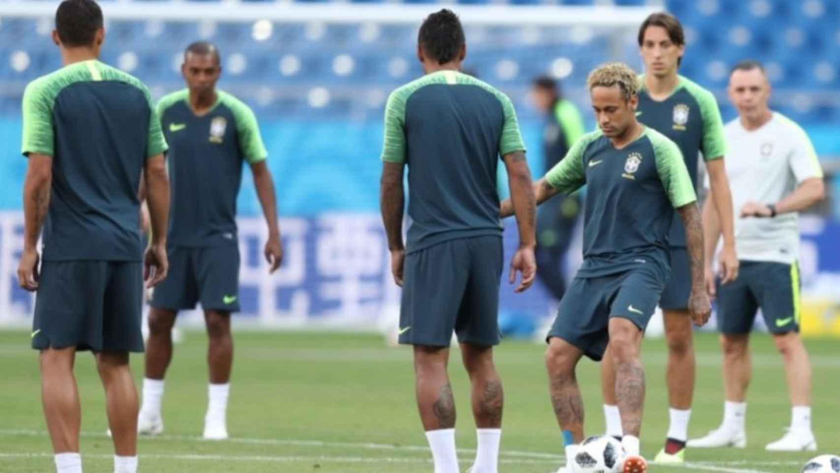 Neymar, en un entrenamiento de Brasil. Foto: cbf.com.br