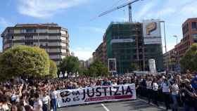 La cabecera de la manifestación de Pamplona por los condenados de Alsasua