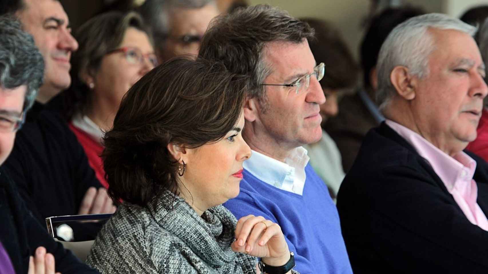 El presidente de la Xunta de Galicia, Alberto Núñez-Feijóo, con la exvicepresidenta Soraya Sáenz de Santamaría.