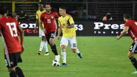La selección colombiana, en un amistoso ante Egipto. Foto: fcf.com