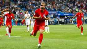 Kane celebra el segundo gol ante Túnez. Foto: Twitter (@England)