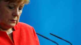 Merkel en una intervención en la cancillería en Berlín