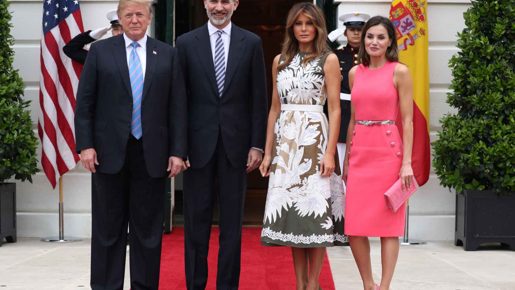 Donald Trump, Felipe VI, Melania Trump y la reina Letizia.