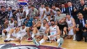El Real Madrid celebra su ACB 34. Foto: acbmedia