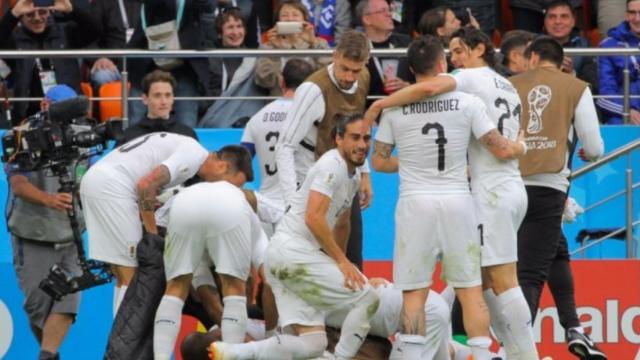 Selección de Uruguay en el debut en el Mundial. Foto: Twitter (@Uruguay)