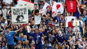 Aficionados japoneses durante el Colombia - Japón.