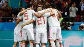 La selección española celebra un gol ante Irán Foto: Twitter(@Sefutbol)