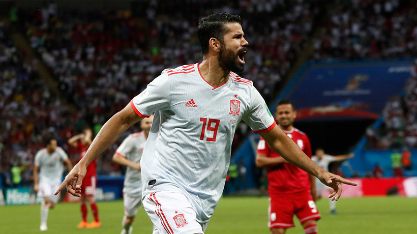Diego Costa celebra su gol ante Irán Foto: Twitter(@Sefutbol)