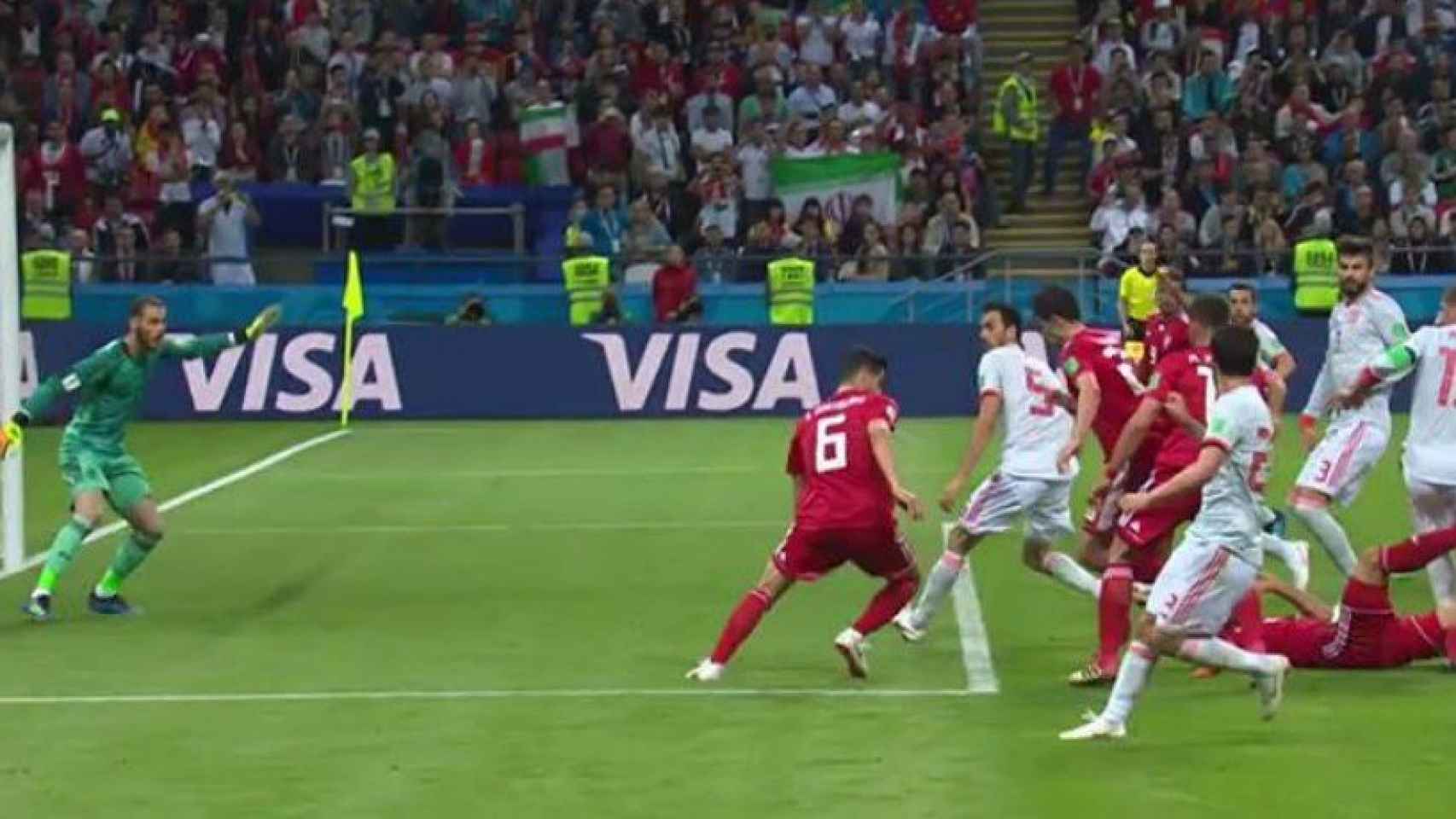 Fuera de juego de Irán y gol anulado. Foto Twitter (@elchiringuitotv)