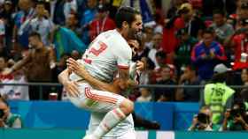 Isco Alarcón y Diego Costa celebran el gol ante Irán Foto: Twitter(@Sefutbol)
