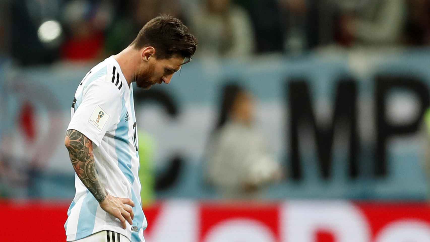 Leo Messi, decepcionado tras caer contra Croacia.