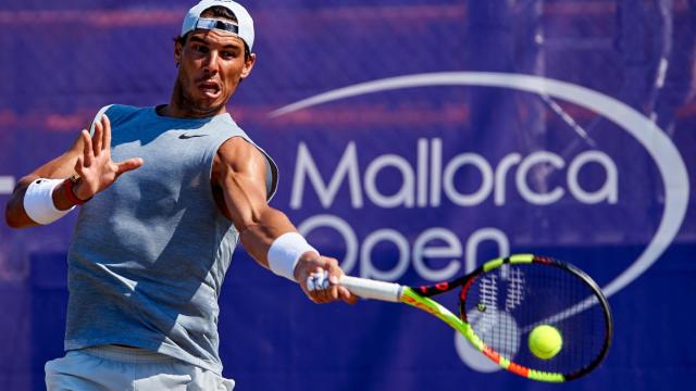 Nadal, durante su último entrenamiento en el Mallorca Open.