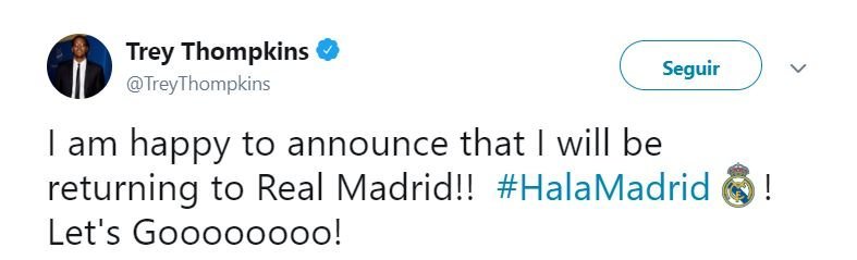 Trey Thompkins anuncia que se queda en el Madrid.