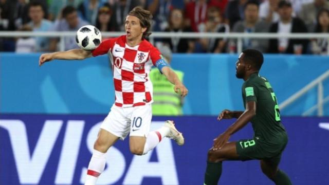 Luka Modric, en el Croacia - Nigeria. Foto: Twitter (@HNS_CFF)