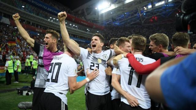 Alemania celebra su gol a Suecia. Foto: Twitter (@DFB_team).