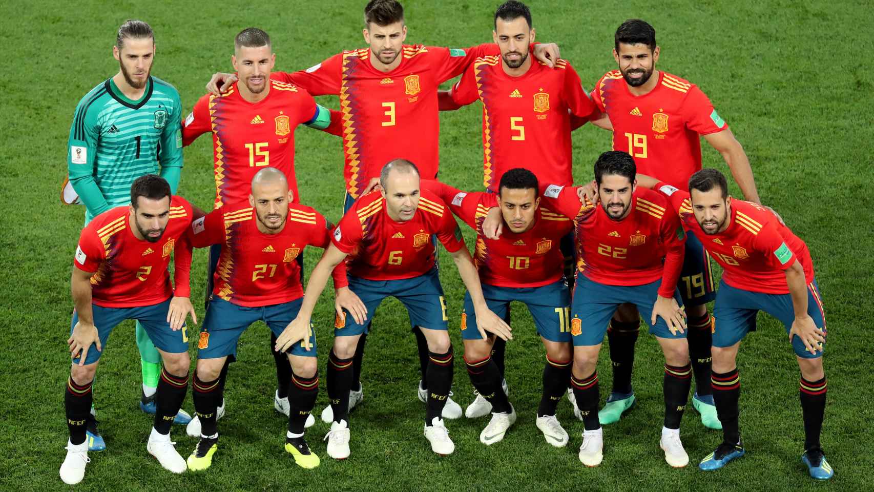 El 11 titular de España antes del encuentro ante Marruecos.