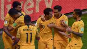 Australia celebra un gol durante el Mundial. Foto: Twitter (@Socceroos)