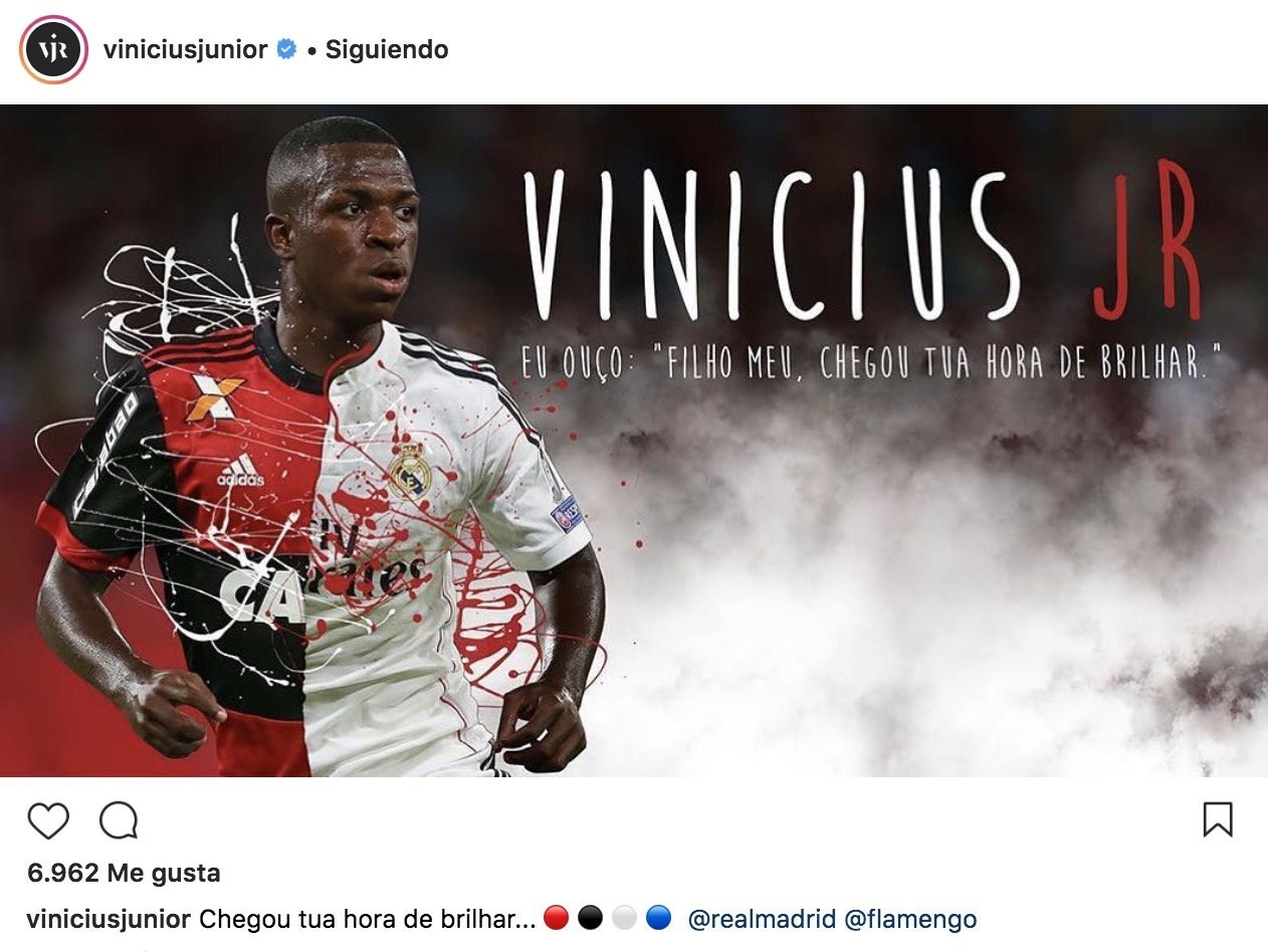 Vinicius luce la camiseta del Madrid y manda un mensaje