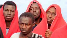 Inmigrantes rescatados por Salvamento Marítimo en el Estrecho.