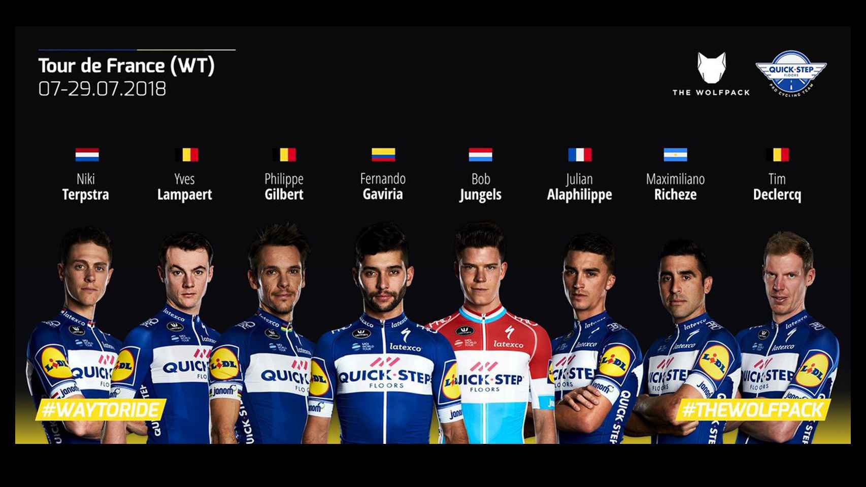 Imagen del Quick Step con el 'ocho' que correrá el Tour de Francia.
