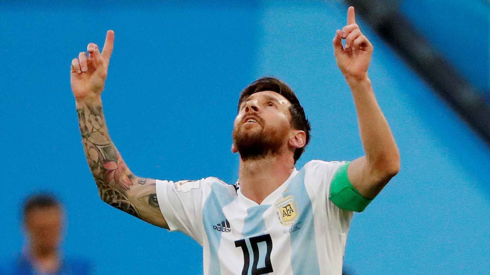 Leo Messi celebra el gol contra Nigeria.