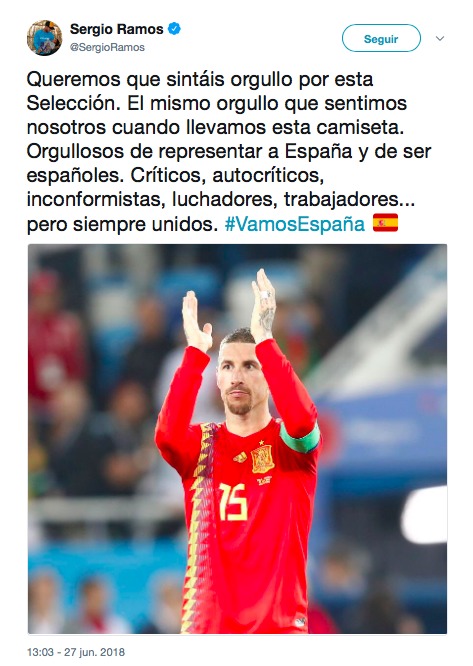 Ramos pide unidad ante la oleada de críticas a la Selección