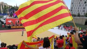 Así lucía el campo donde se retransmitió el Portugal - España en Barcelona.