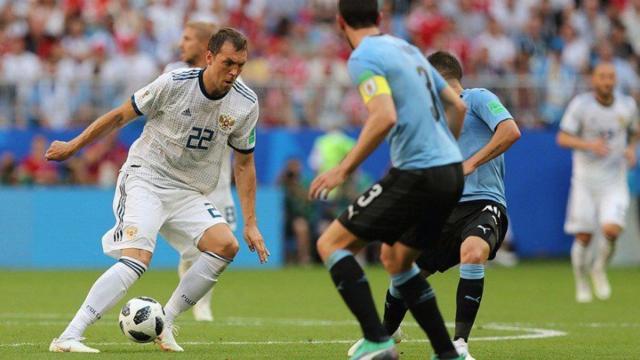 Dzyuba en el partido frente a Uruguay.
Foto: Twitter (@TeamRussia)