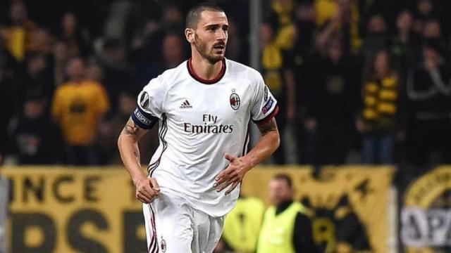 Bonucci durante un partido con el Milan. Foto: Twitter (@bonucci_leo19).