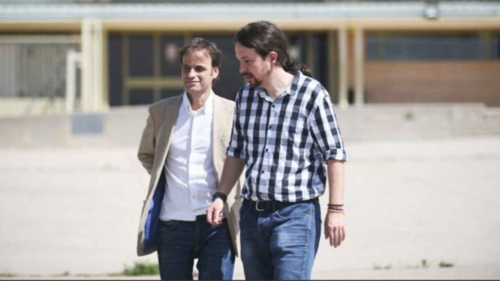 Pablo Iglesias durante su visita a Jordi Cuixart en la cárcel de Soto del Real.