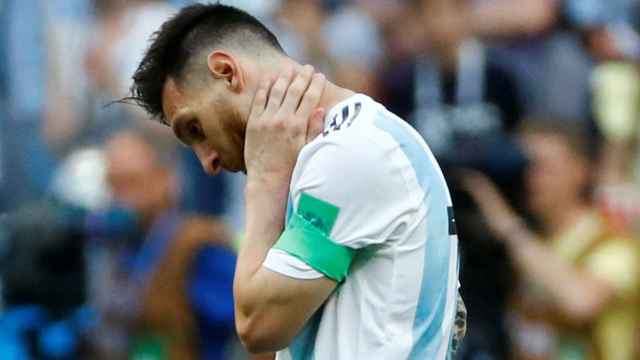 Leo Messi, cabizbajo, tras ser eliminado del Mundial 2018.