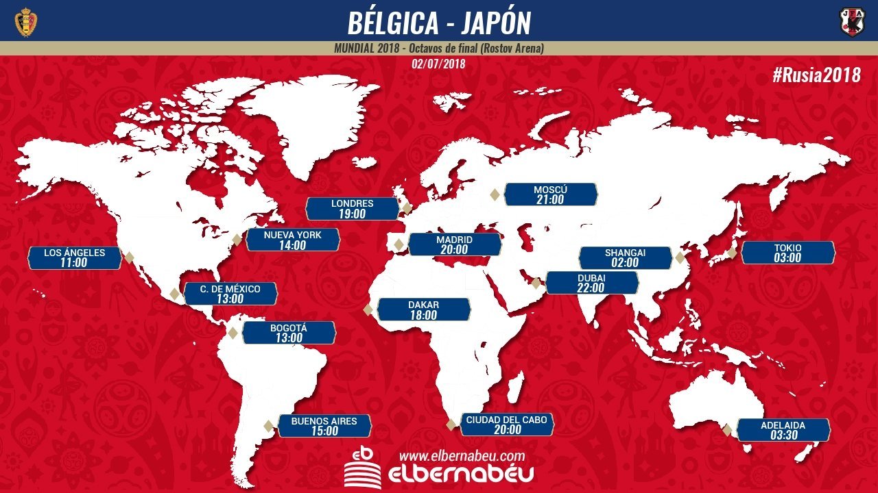 Horario Bélgica - Japón