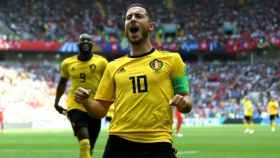 Hazard celebra un gol con Bélgica. Foto fifa.com