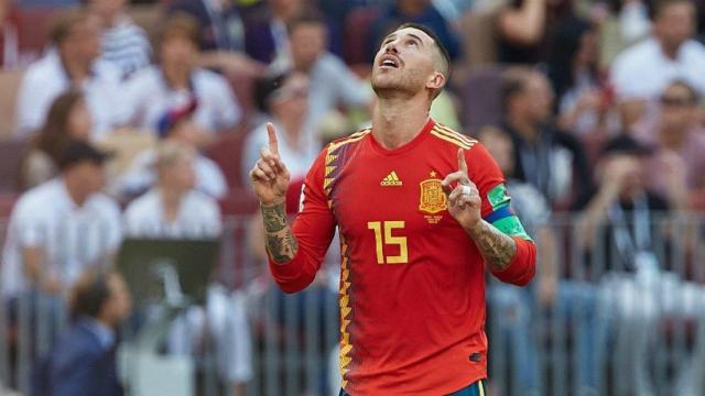 Ramos celebra su gol contra Rusia- Foto Twitetr (@SeFutbol)