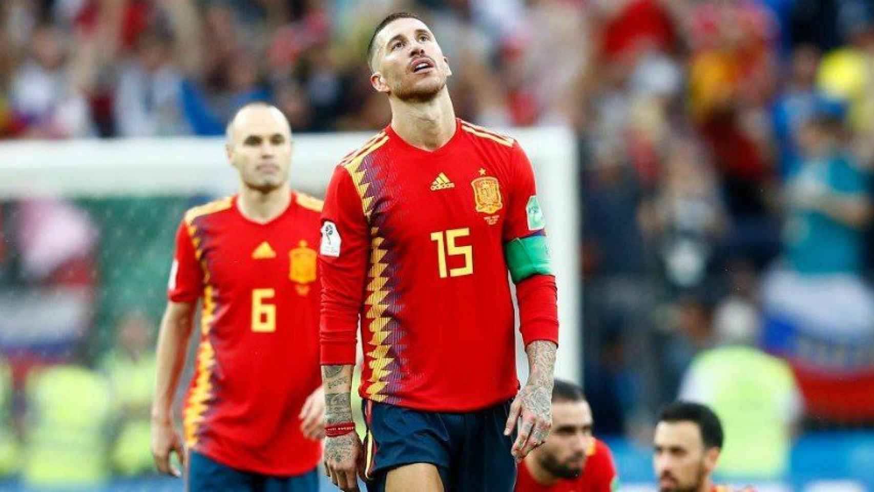 Ramos, tras la eliminación de España del Mundial. Foto Facebook (@SeFutbol)