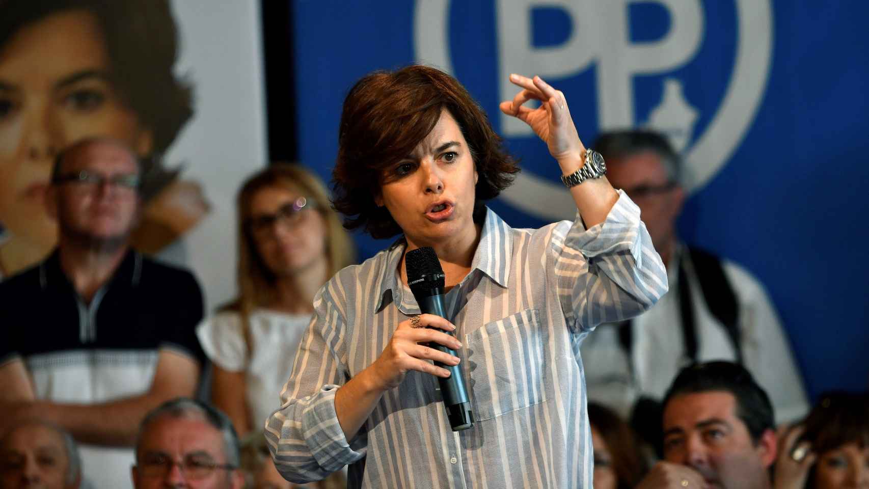 Soraya Sáenz de Santamaría durante su acto de campaña hoy en Almería.