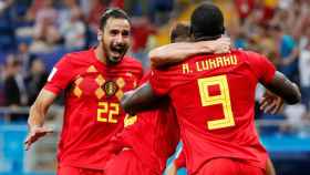 Chadli celebra el gol de Bélgica.