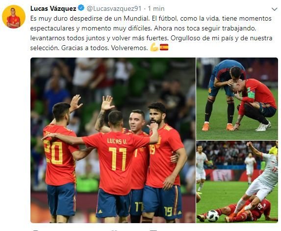 Captura del tuit de Lucas Vázquez