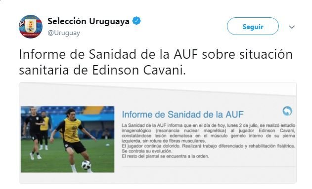 captura del tuit seleccion uruguaya