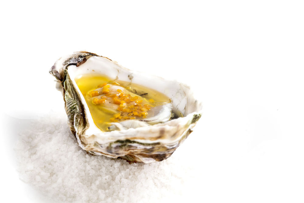 Cataria - ostra a la brasa con escabeche marino