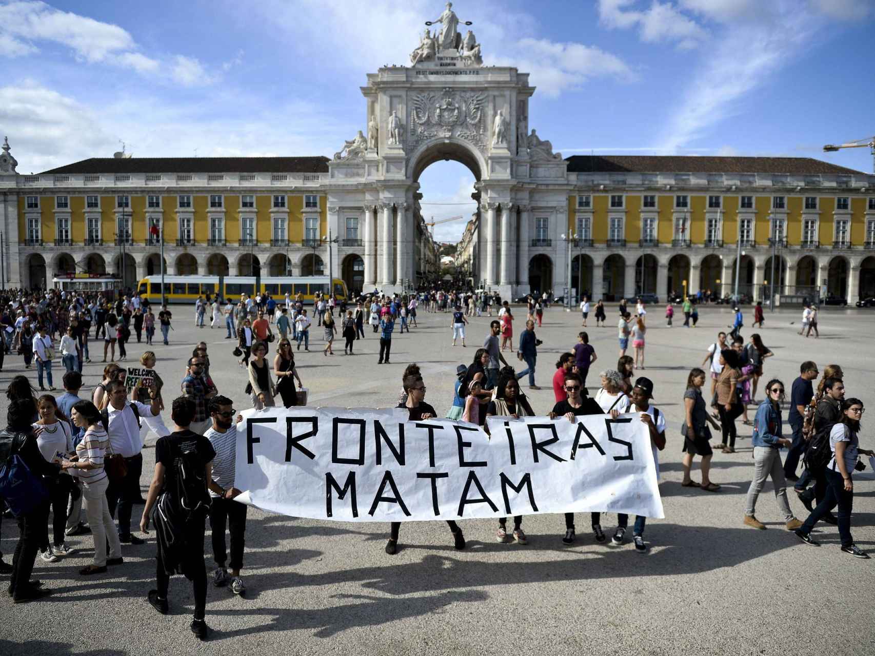 Una manifestación en Lisboa en contra del cierre de fronteras.