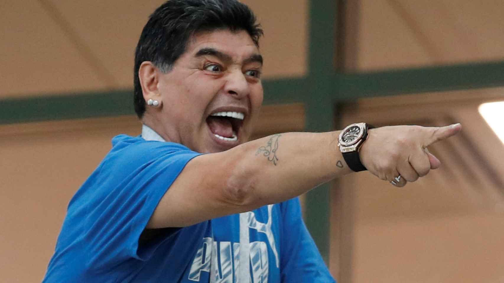 Maradona durante el partido entre Argentina y Croacia.