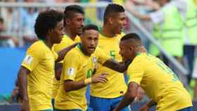 La selección de Brasil celebra un gol en el Mundial. Foto: cbf.com.br
