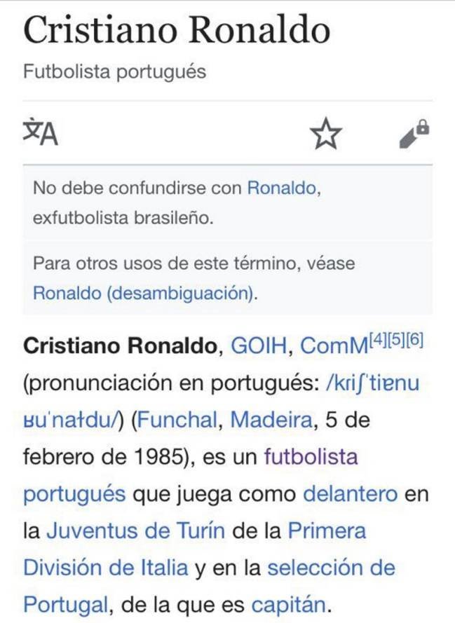 Wikipedia ficha a Cristiano para la Juventus